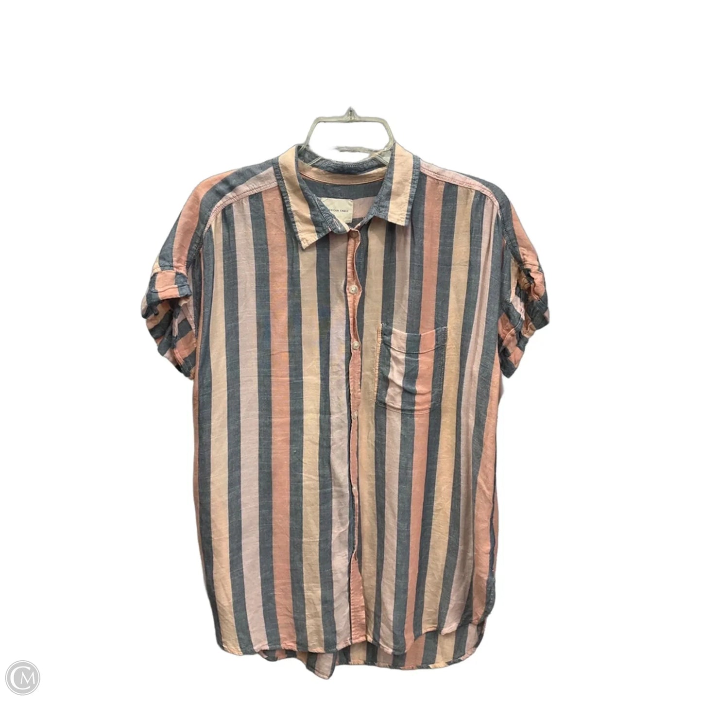 Blouse Short Sleeve By American Eagle In Pink, Size: M