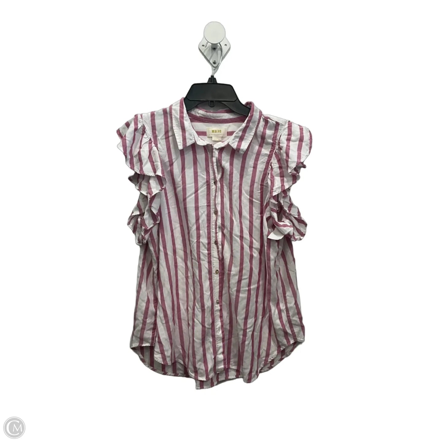 Blouse Short Sleeve By Maeve In Striped Pattern, Size: L