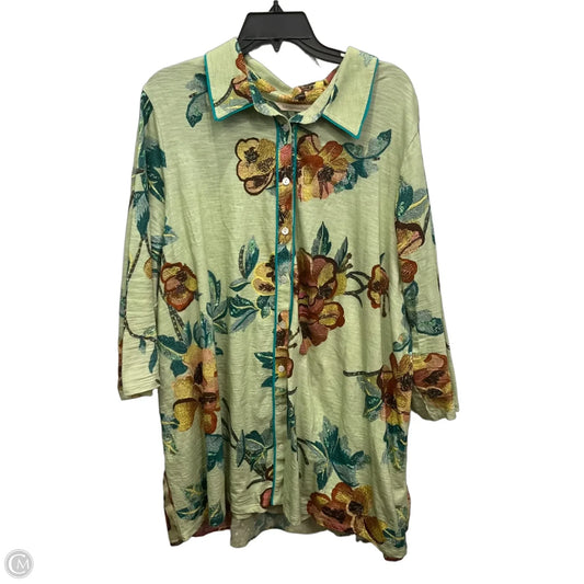 Blouse Long Sleeve By Soft Surroundings In Green, Size: 2x