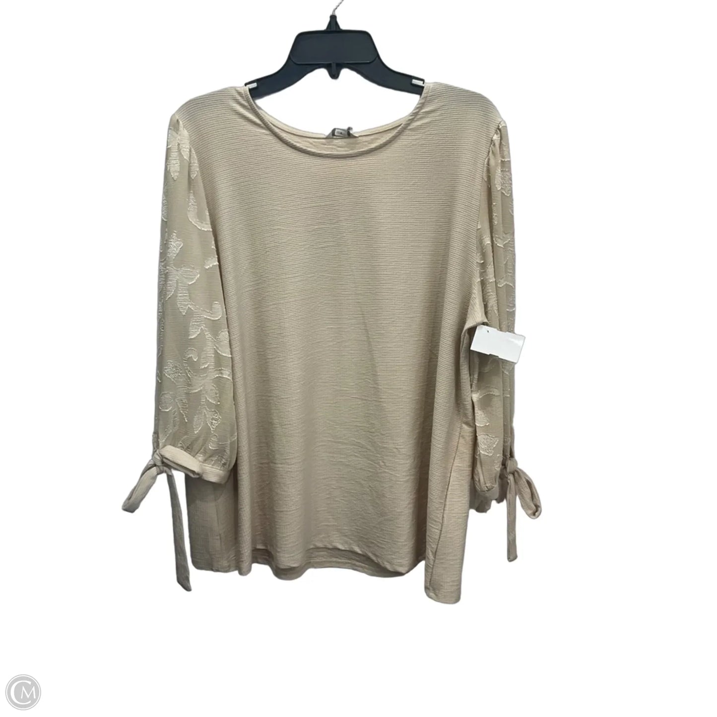 Top Short Sleeve By Cato In Tan, Size: 2x