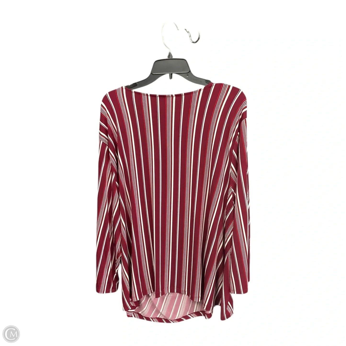 Top Long Sleeve By Liz Claiborne In Red & White, Size: 3x