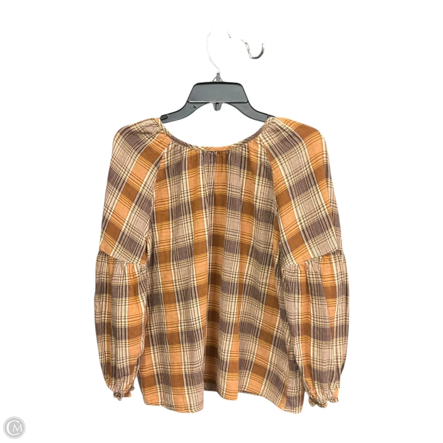 Top Long Sleeve By Universal Thread In Plaid Pattern, Size: M