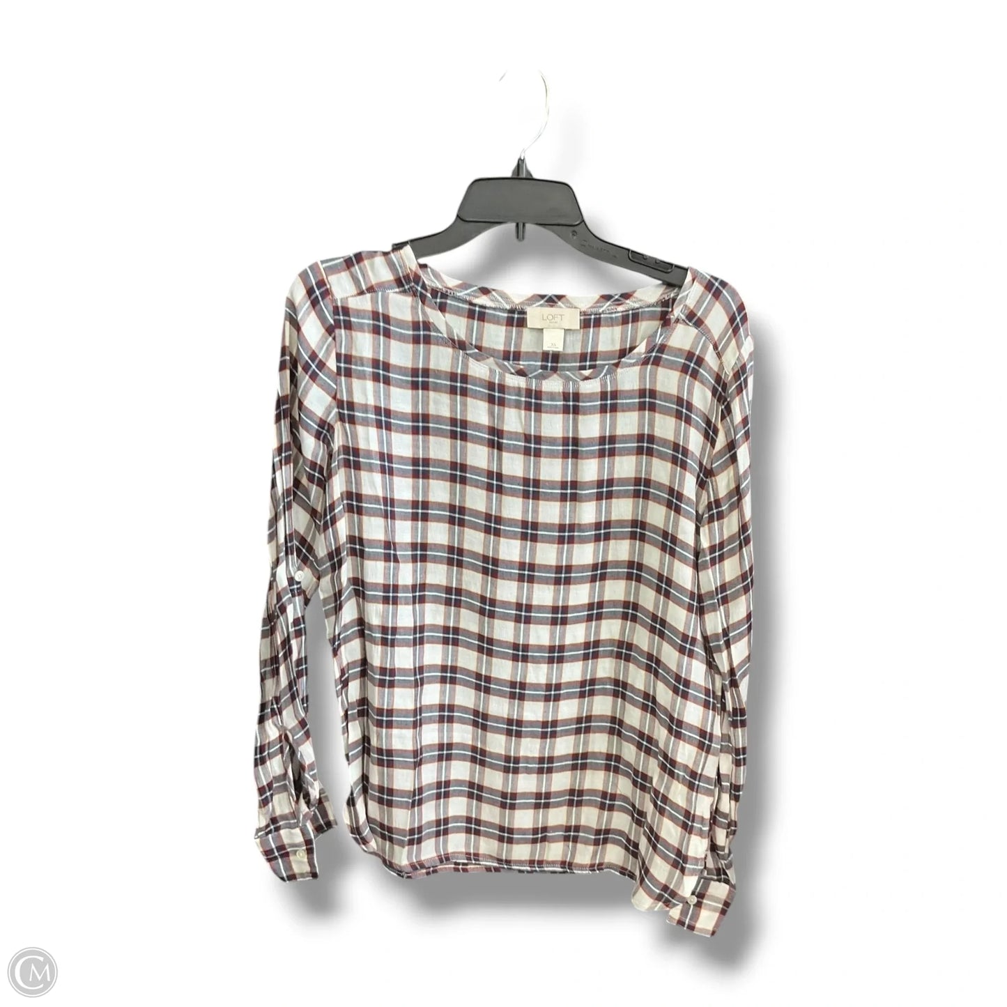 Top Long Sleeve By Loft In Plaid Pattern, Size: Xs