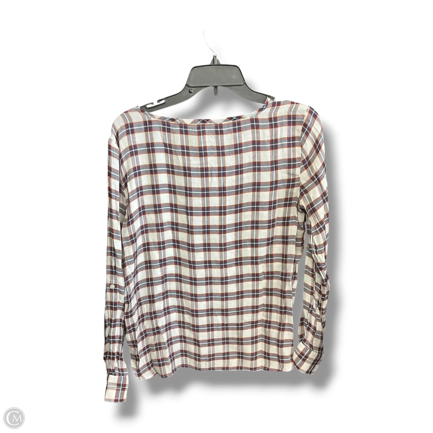 Top Long Sleeve By Loft In Plaid Pattern, Size: Xs