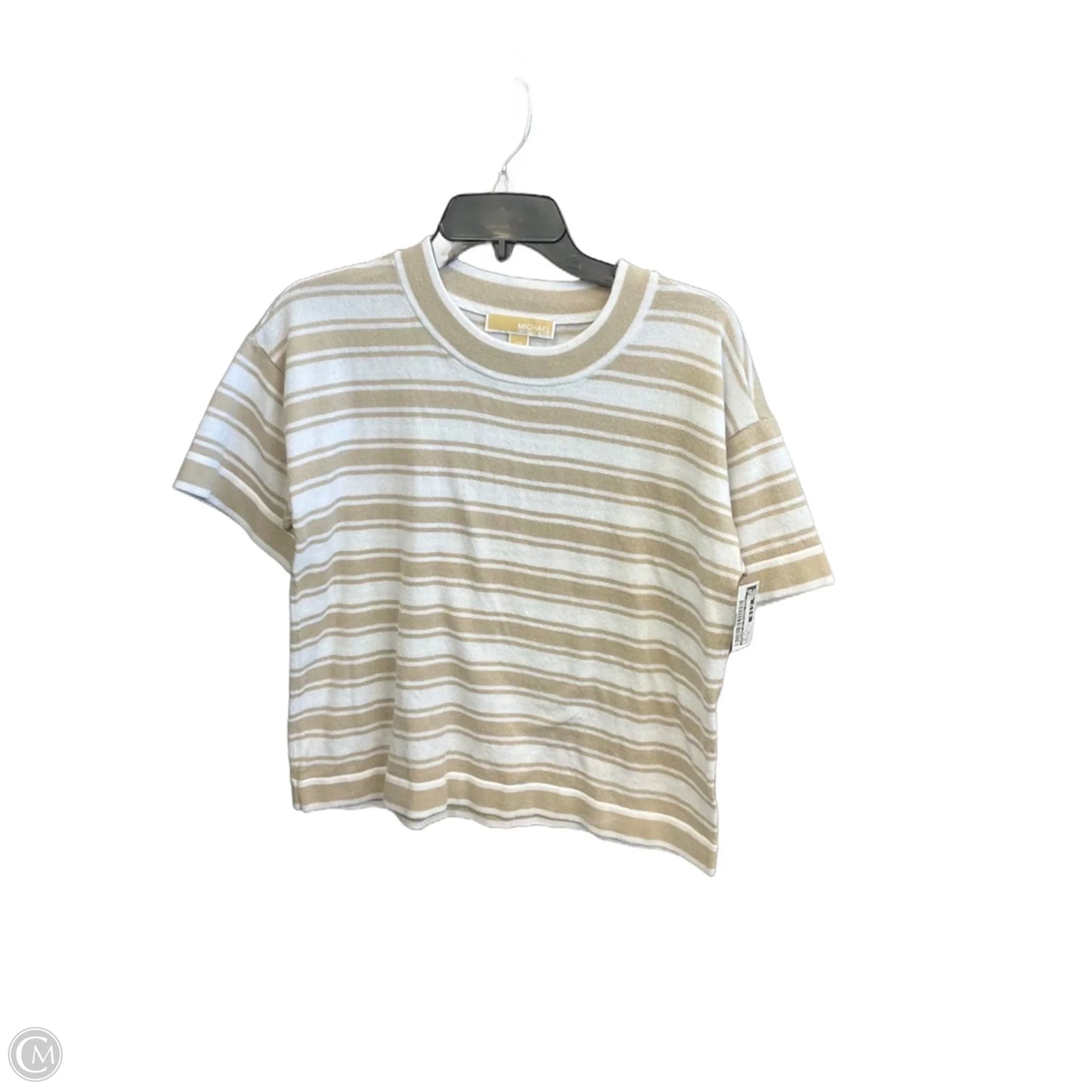 Top Short Sleeve By Michael By Michael Kors In Tan & White, Size: Sp