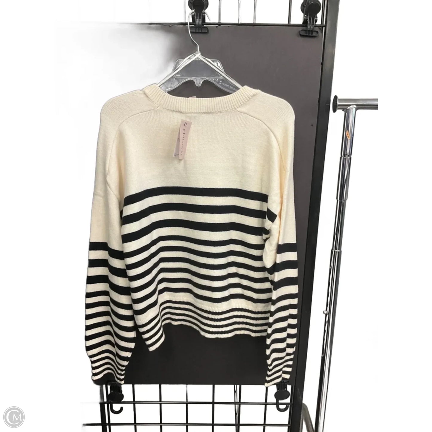 Sweater By Philosophy In Black & Cream, Size: L