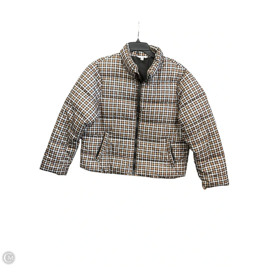 Jacket Puffer & Quilted By Time And Tru In Plaid Pattern, Size: L