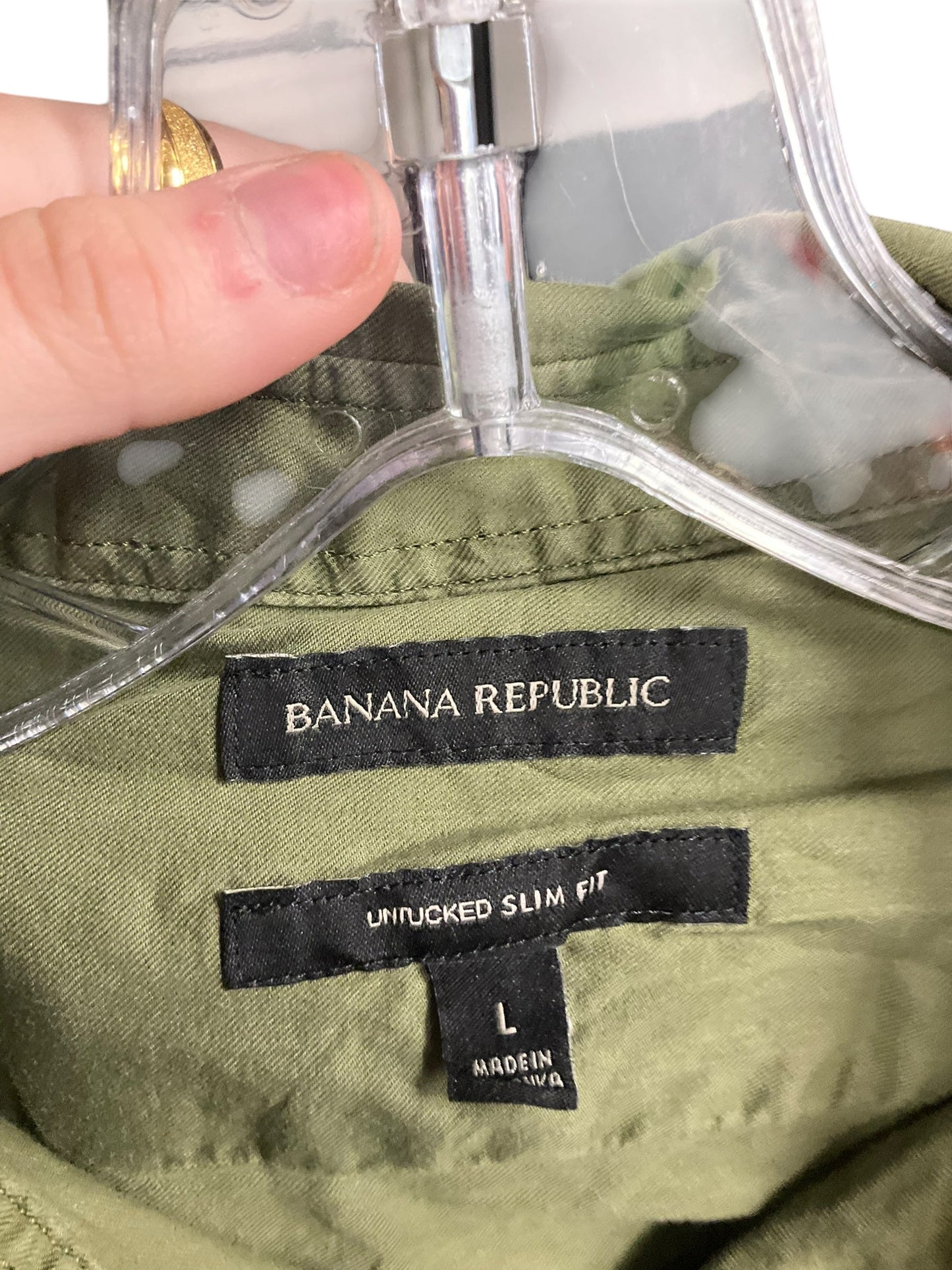 Blouse Long Sleeve By Banana Republic In Green, Size: L