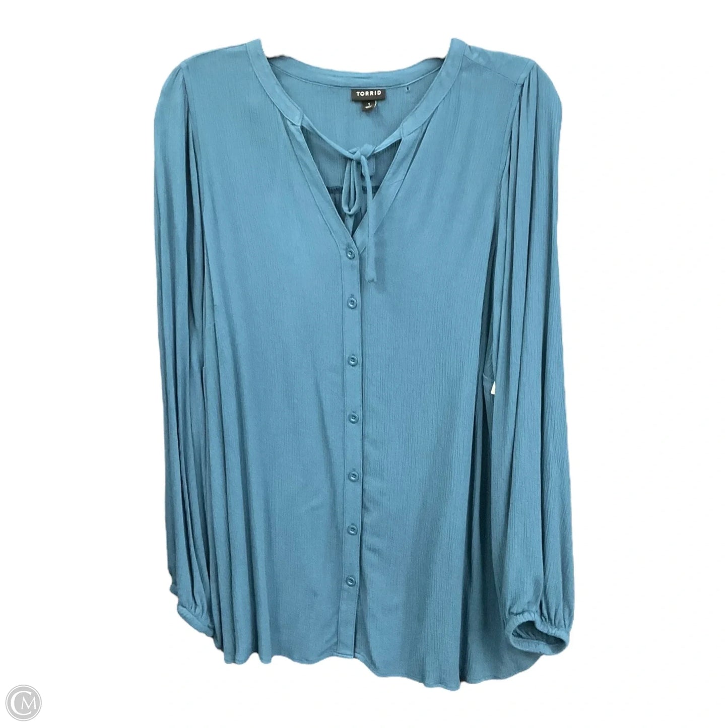 Blouse Long Sleeve By Torrid In Teal, Size: 1x