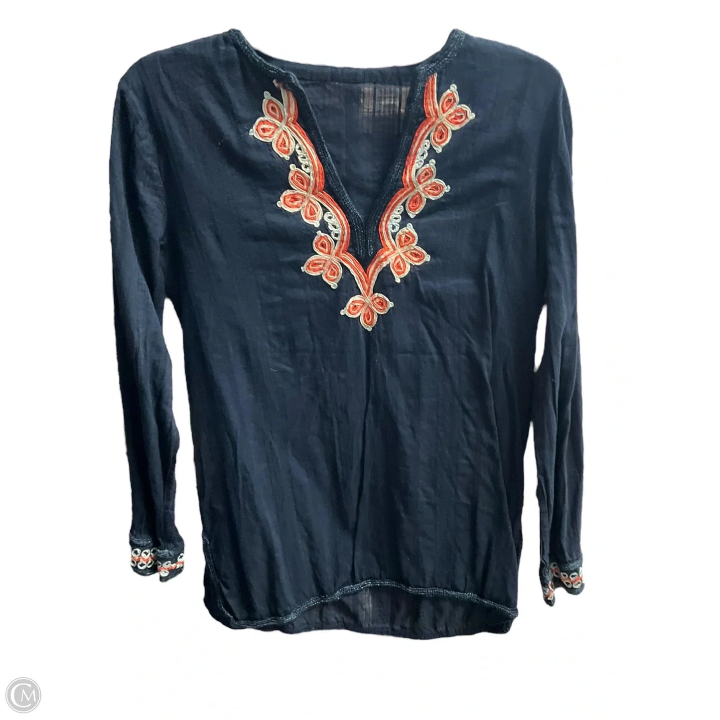 Top Long Sleeve By Trina Turk In Navy, Size: M