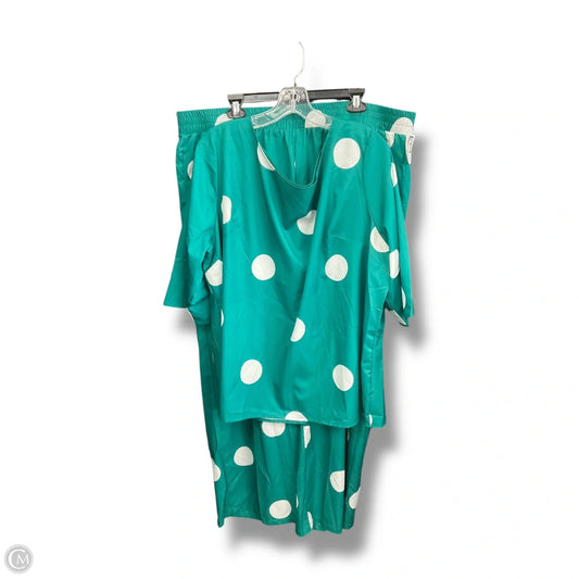 Pants Set 2pc By Clothes Mentor In Green & White, Size: 4x