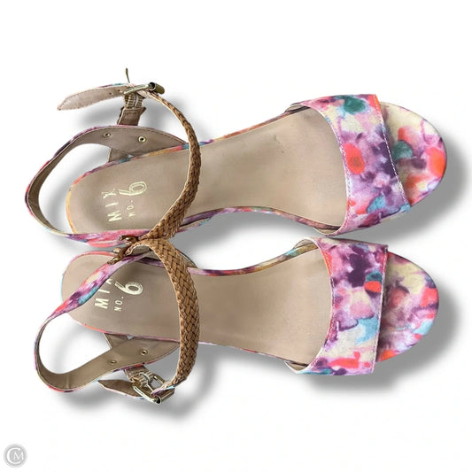 Sandals Heels Wedge By Mix No 6 In Multi-colored, Size: 8