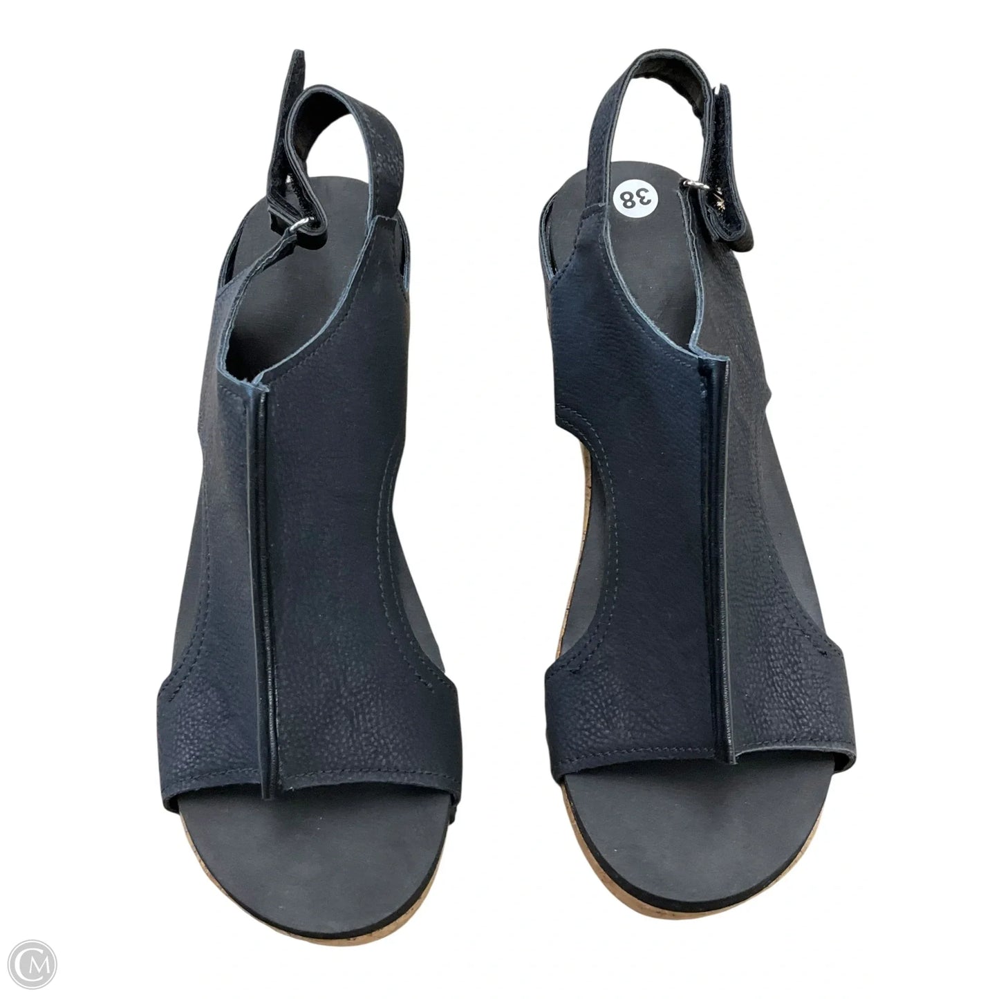 Sandals Heels Wedge By Clothes Mentor In Black, Size: 7.5