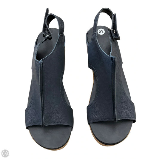 Sandals Heels Wedge By Clothes Mentor In Black, Size: 7.5