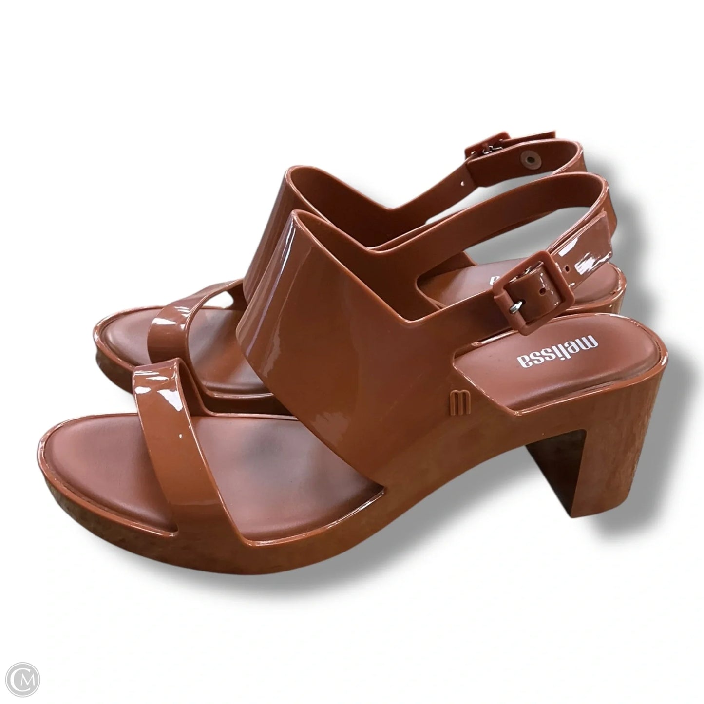 Sandals Heels Block By Clothes Mentor In Brown, Size: 6