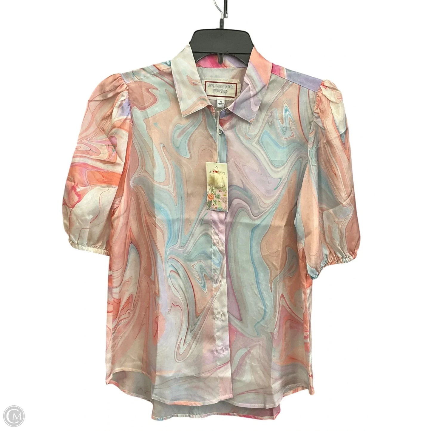 Blouse Short Sleeve By Johnny Was In Multi-colored, Size: Xs