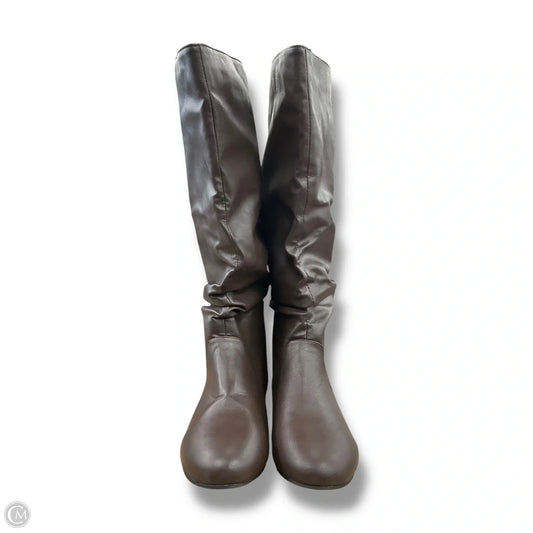 Boots Knee Heels By Clothes Mentor In Brown, Size: 11