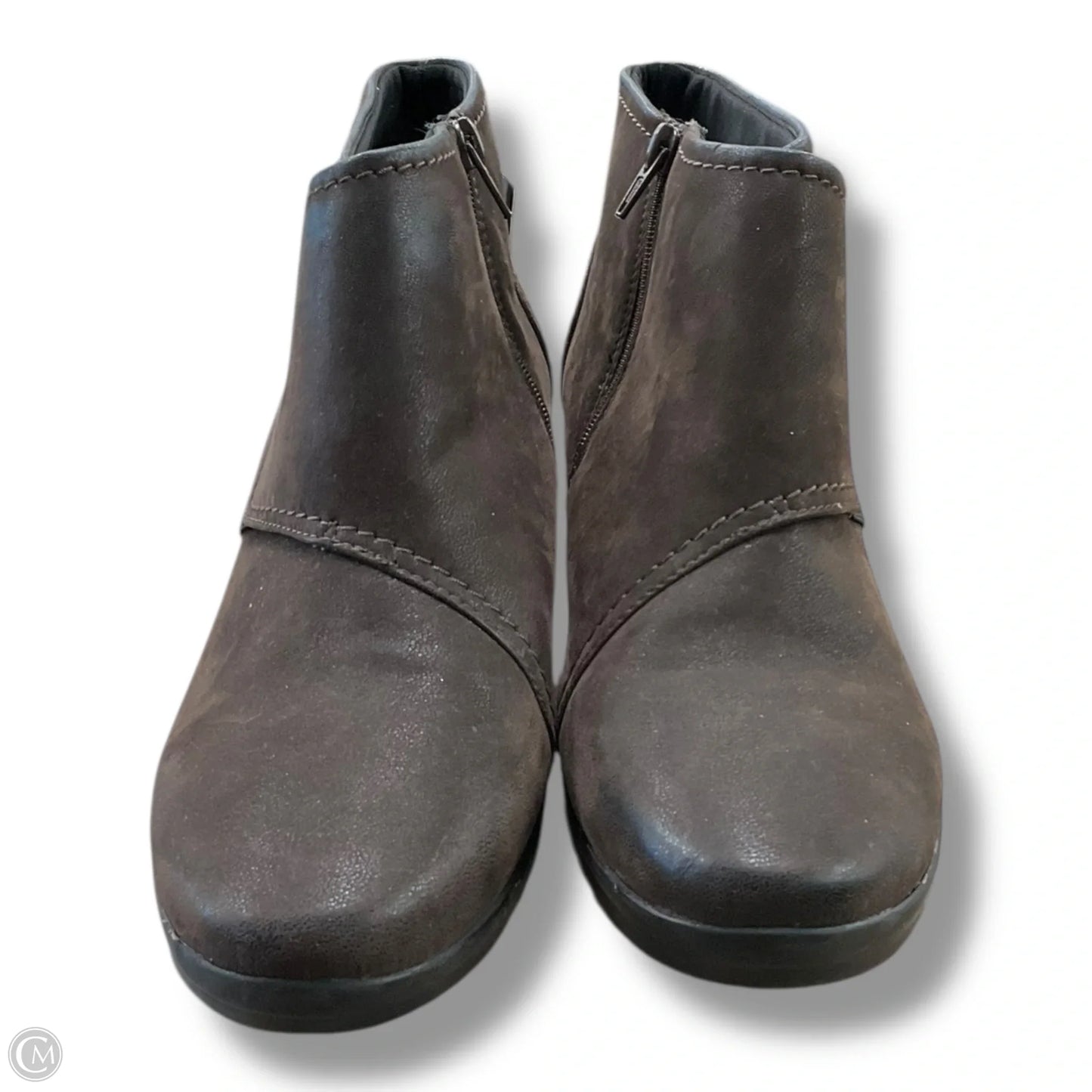 Boots Ankle Flats By Clarks In Brown, Size: 9.5