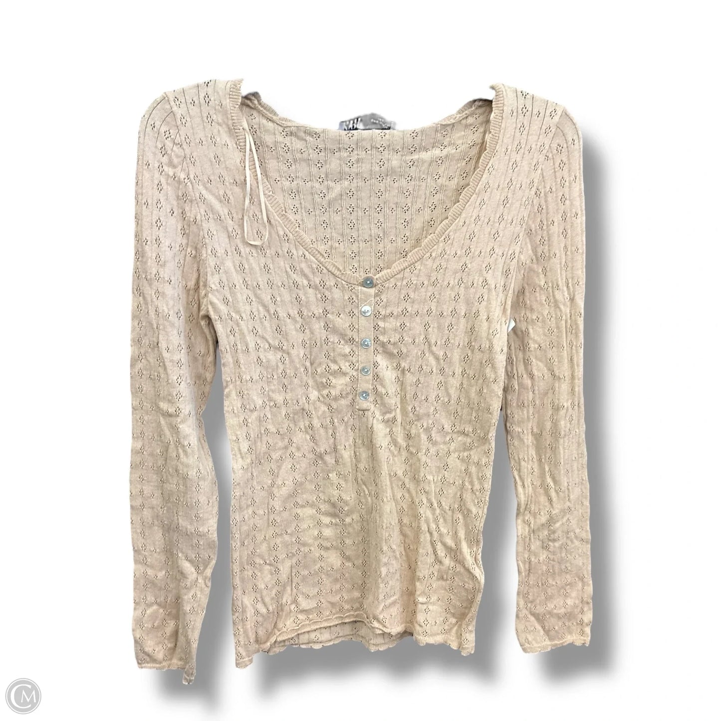Top Long Sleeve By Zara In Tan, Size: M