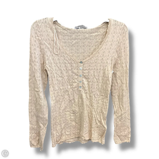 Top Long Sleeve By Zara In Tan, Size: M