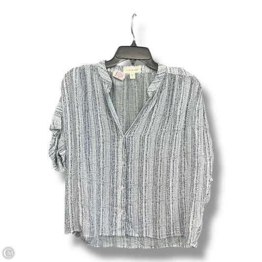 Blouse Short Sleeve By Cloth & Stone In Blue & White, Size: Xs