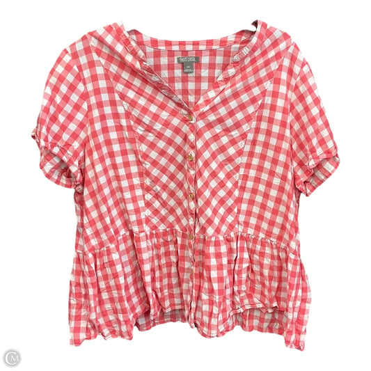 Blouse Short Sleeve By Falls Creek In Checkered Pattern, Size: 3x