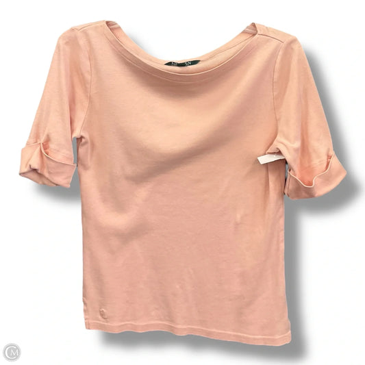 Top Short Sleeve Basic By Lauren By Ralph Lauren In Peach, Size: S