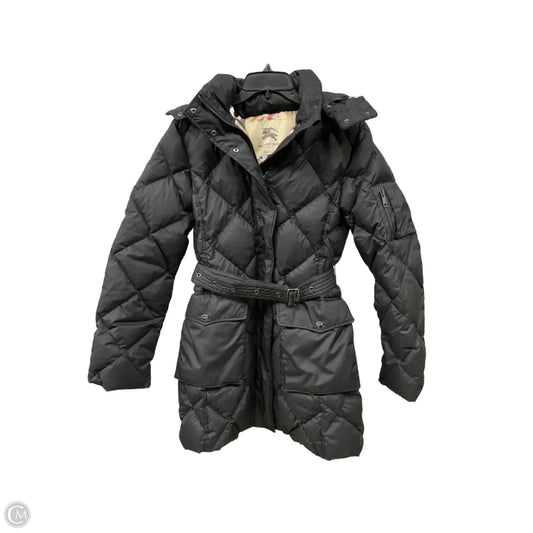 Coat Luxury Designer By Burberry In Black, Size: M