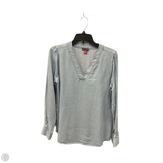 Top Long Sleeve Basic By Vince Camuto In Blue Denim, Size: S