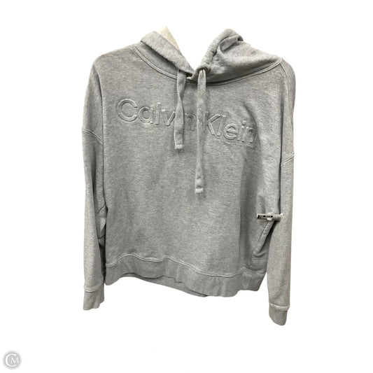 Sweatshirt Hoodie By Calvin Klein In Grey, Size: L