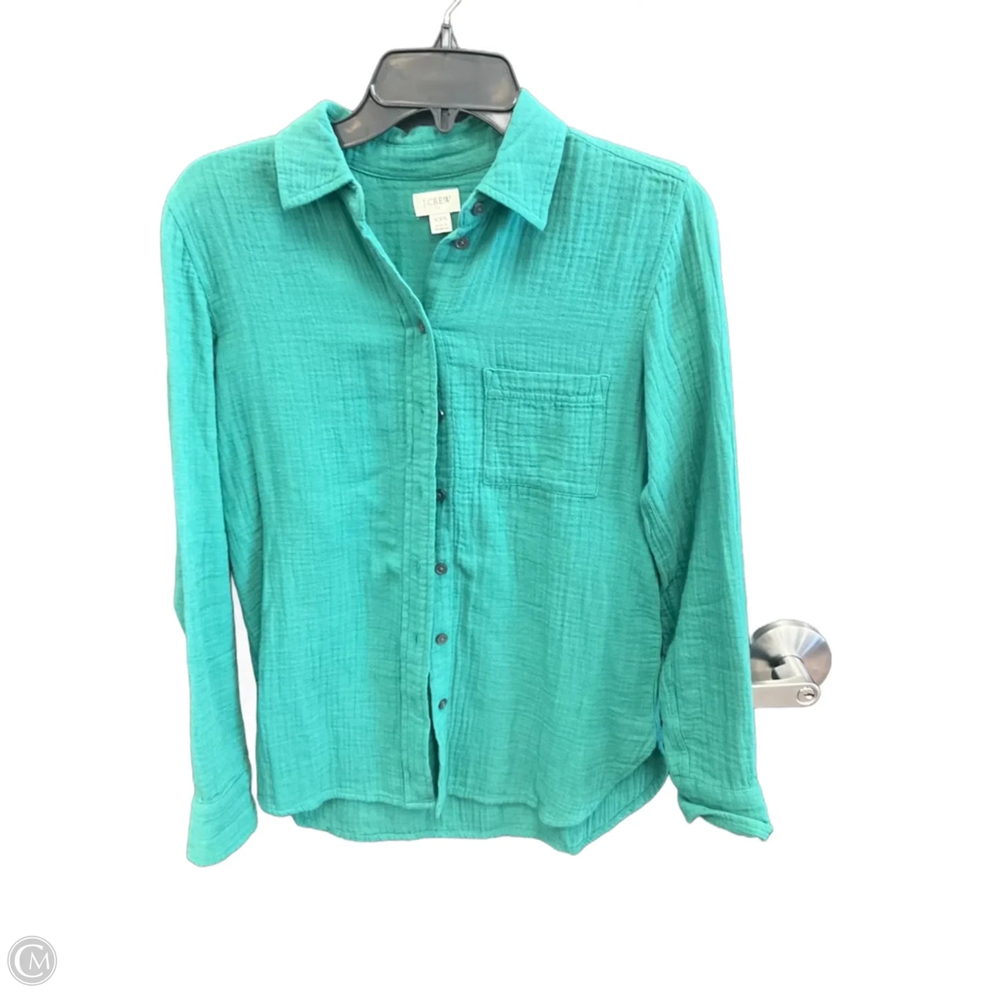 Blouse Long Sleeve By J. Crew In Green, Size: Xxs