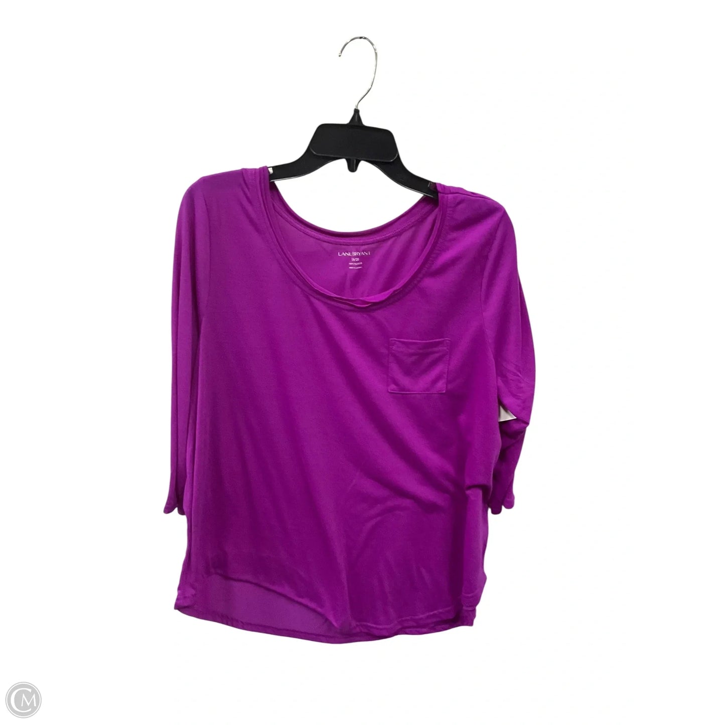 Top 3/4 Sleeve Basic By Lane Bryant In Purple, Size: 2x
