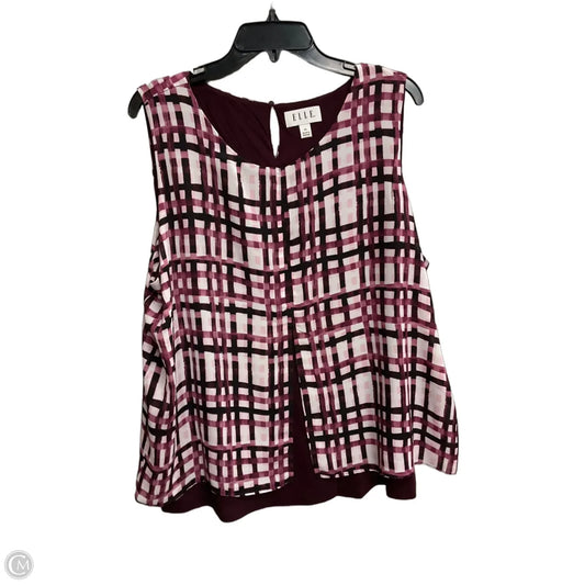 Blouse Sleeveless By Elle In Plaid Pattern, Size: Xl