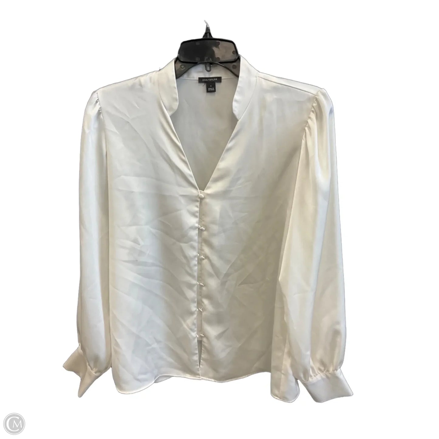 Blouse Long Sleeve By Ann Taylor In Cream, Size: S