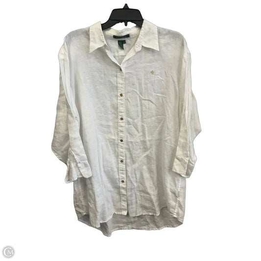 Blouse Long Sleeve By Lauren By Ralph Lauren In White, Size: Xl