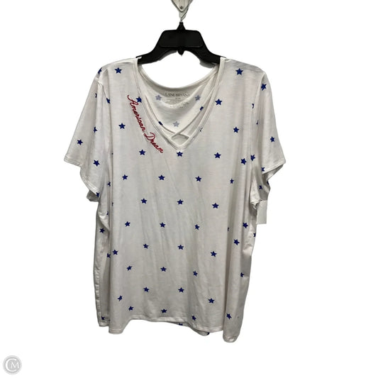 Top Short Sleeve By Lane Bryant In Blue Red & White, Size: 3x