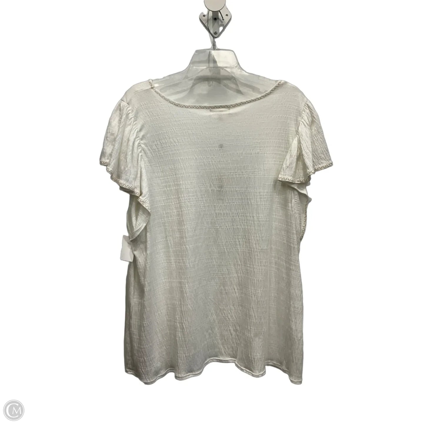 Top Short Sleeve By Max Studio In White, Size: 1x