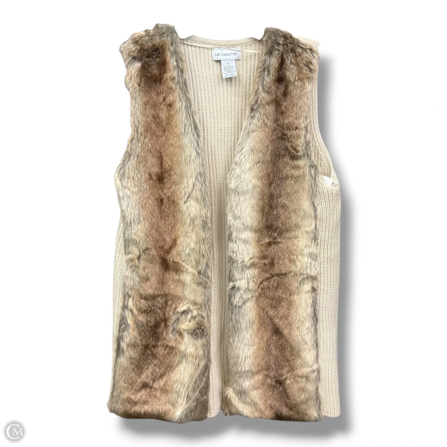 Vest Faux Fur & Sherpa By Liz Claiborne In Brown, Size: S