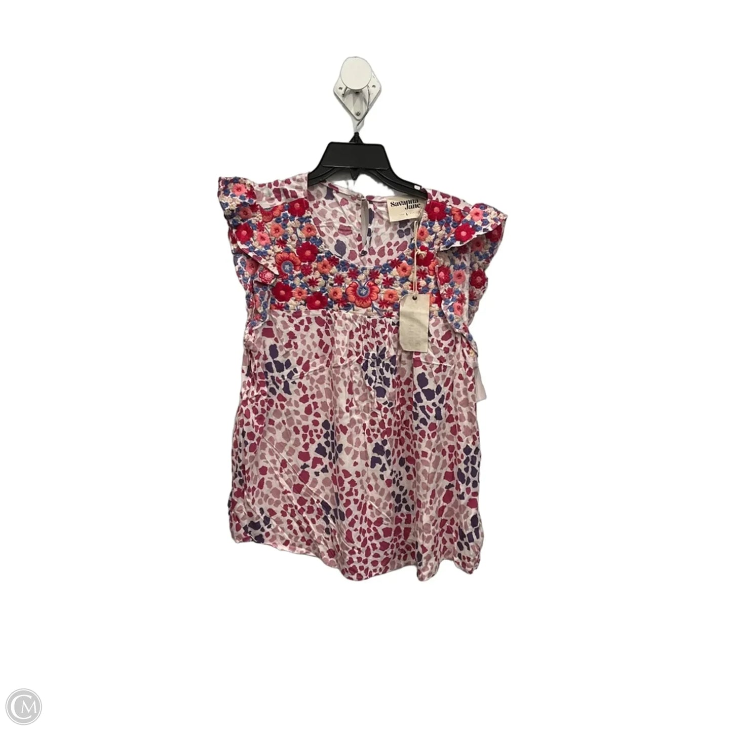 Top Short Sleeve By Savanna Jane In Floral Print, Size: L