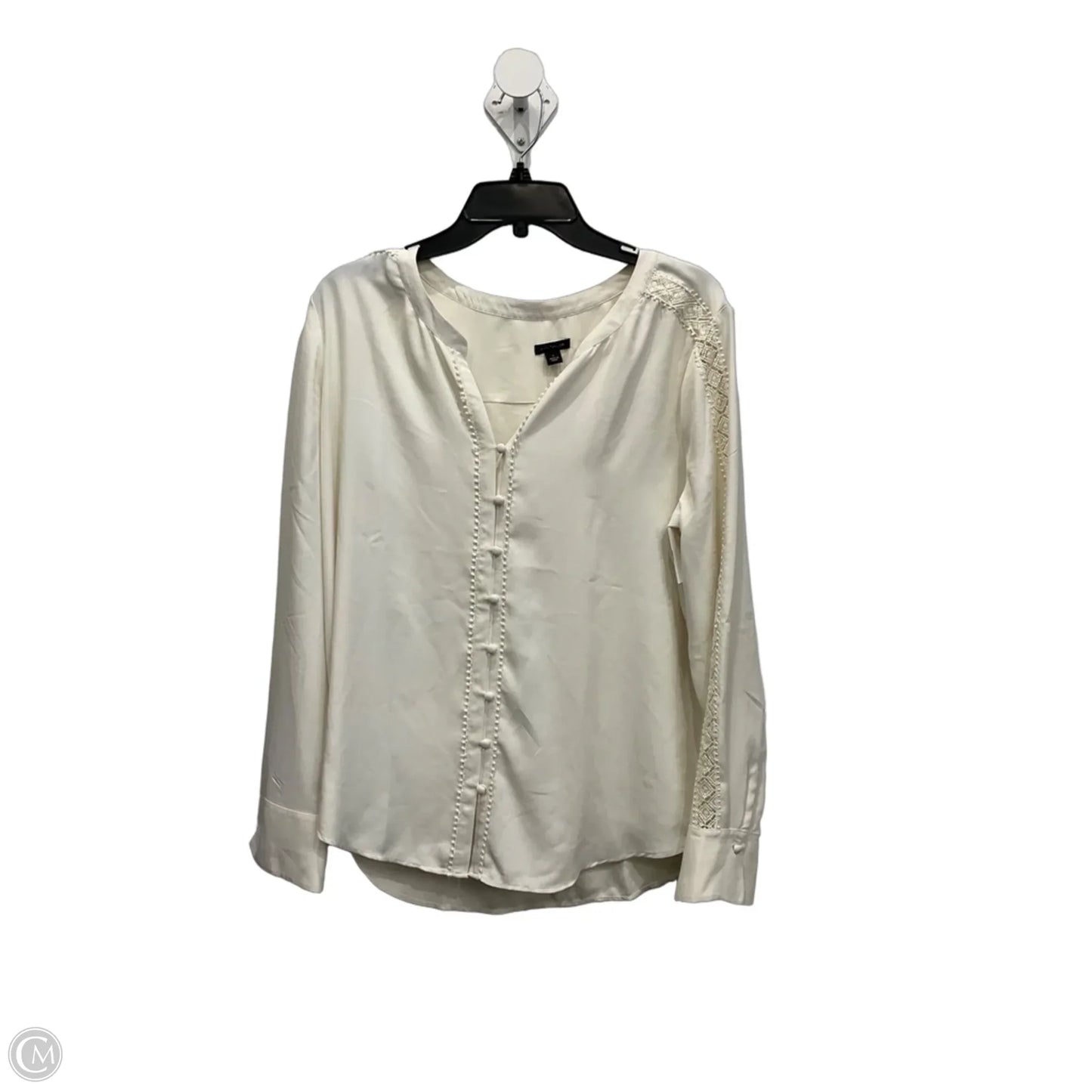 Blouse Long Sleeve By Ann Taylor In Cream, Size: L