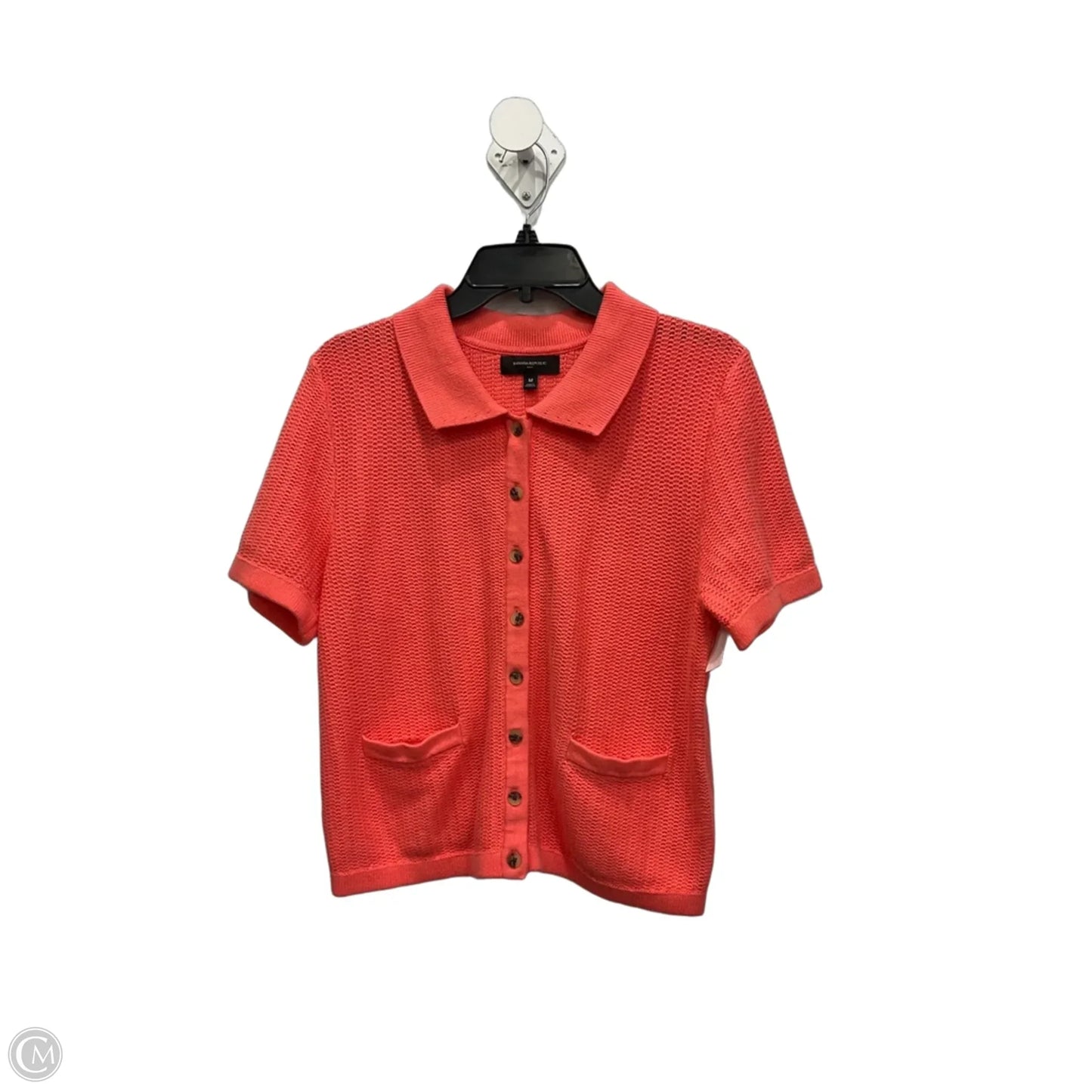 Top Short Sleeve By Banana Republic In Coral, Size: M