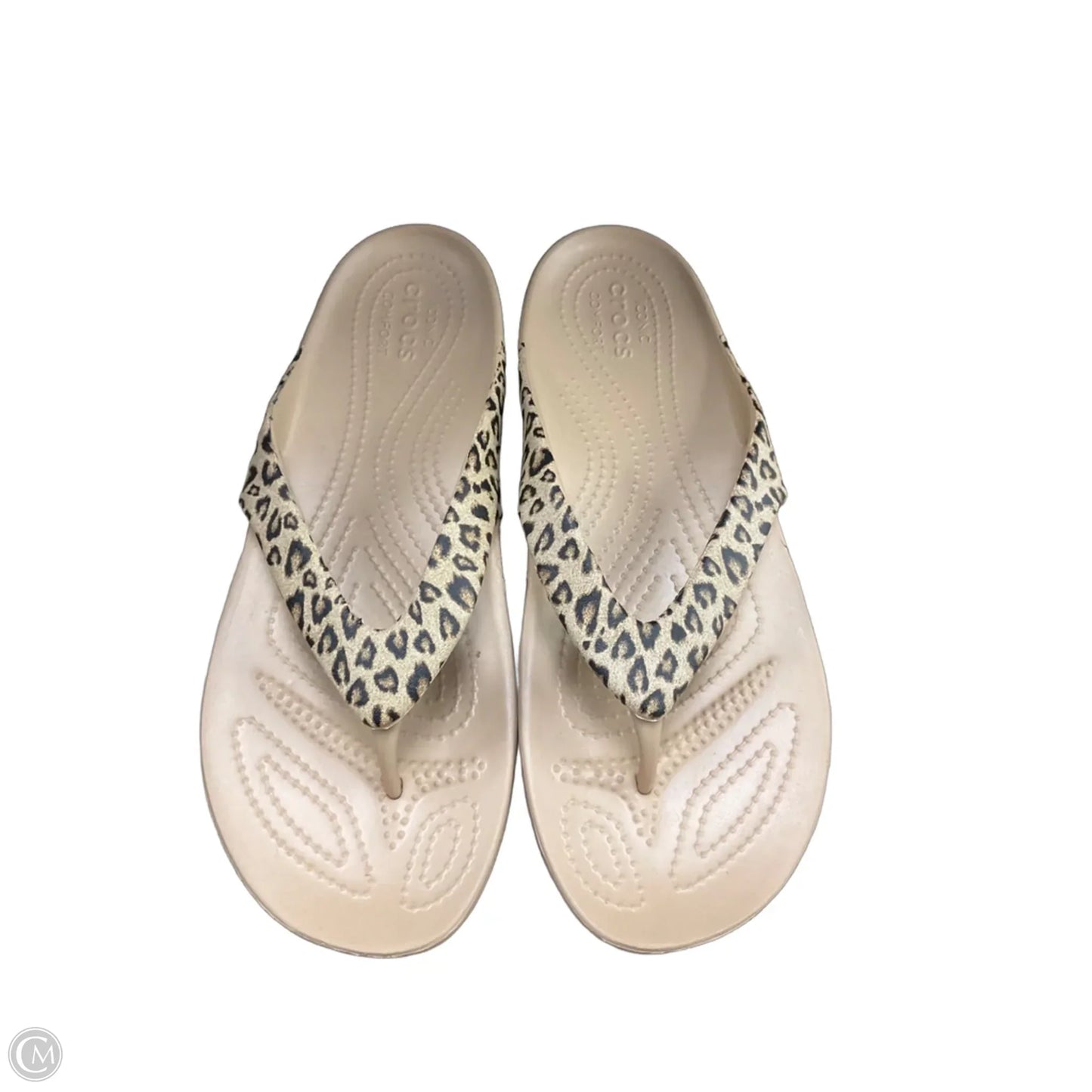 Sandals Flip Flops By Crocs In Animal Print, Size: 9