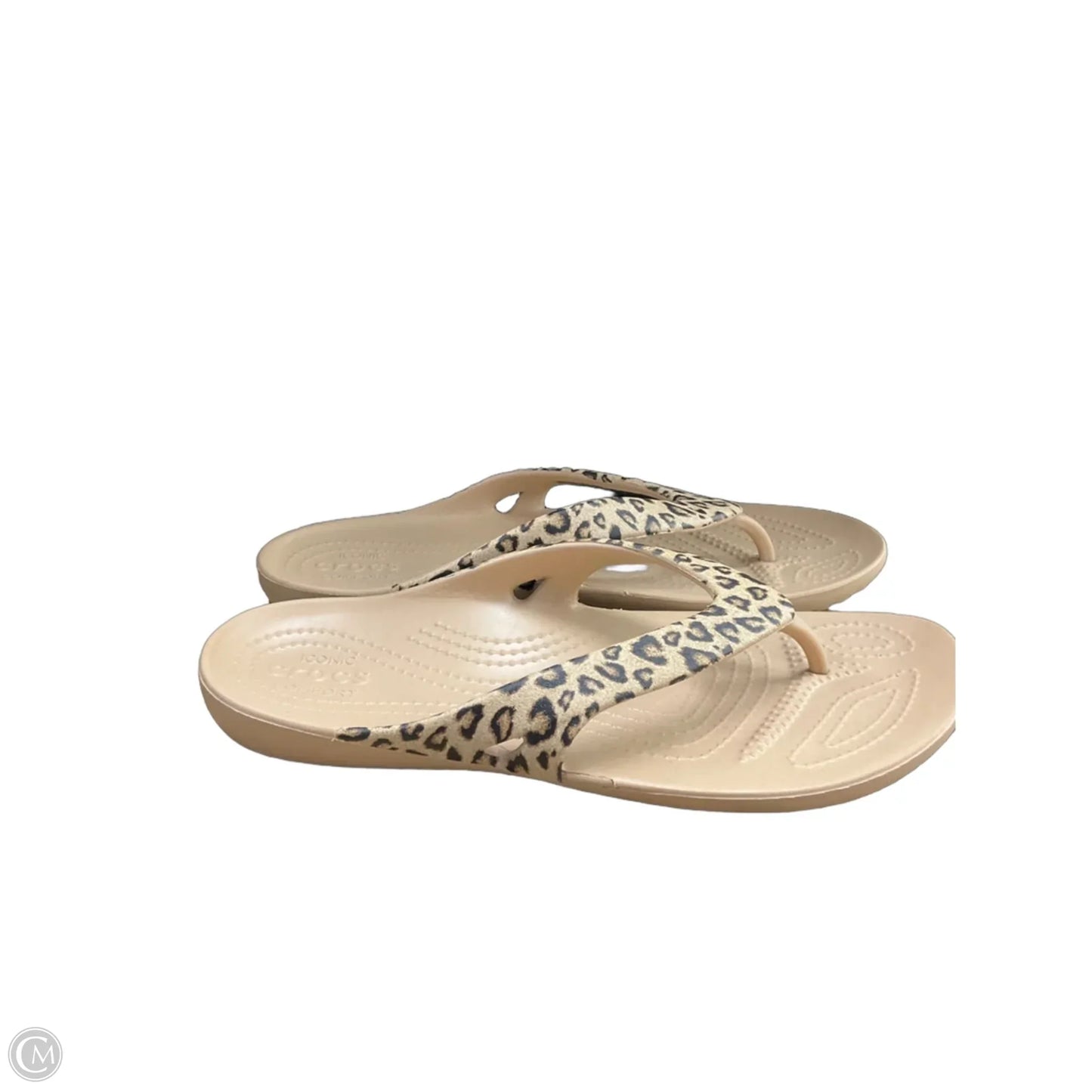 Sandals Flip Flops By Crocs In Animal Print, Size: 9