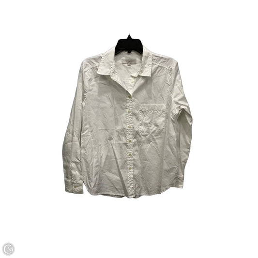 Blouse Long Sleeve By Loft In White, Size: M