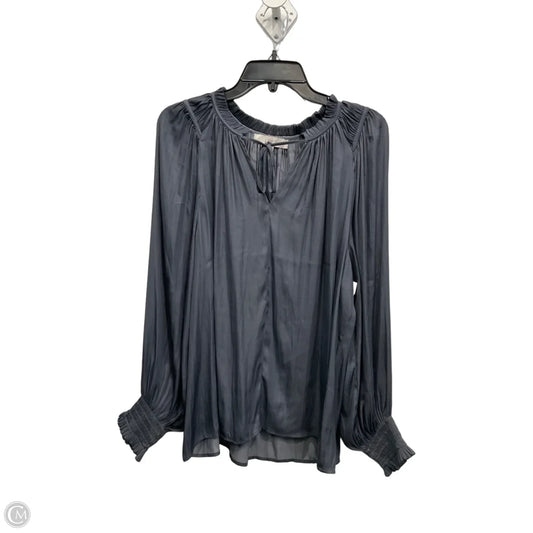 Blouse Long Sleeve By Loft In Grey, Size: L