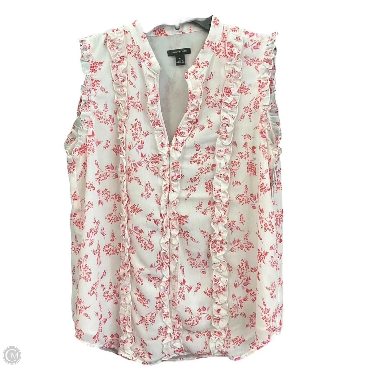 Top Sleeveless By Ann Taylor In Red & White, Size: Xs