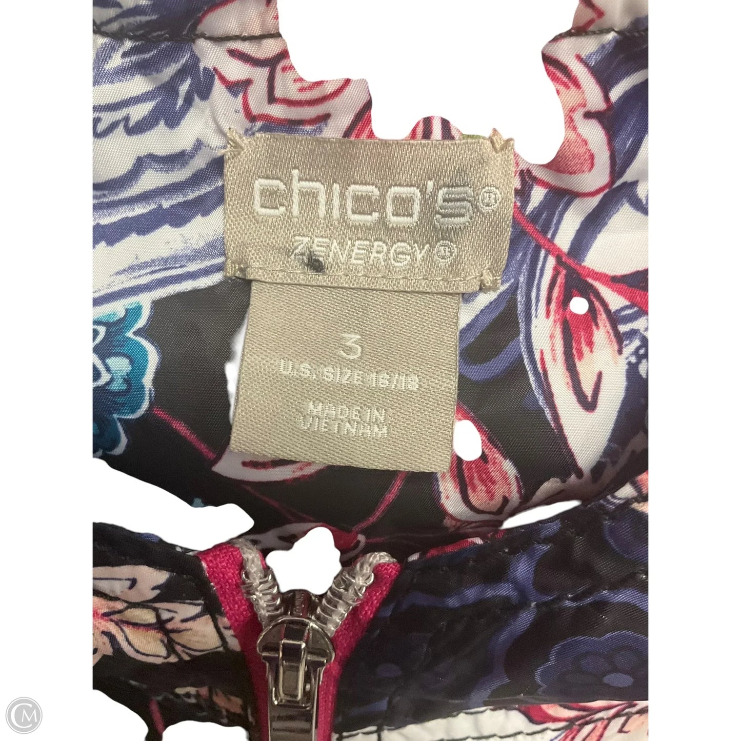 Athletic Jacket By Chicos In Floral Print, Size: Xl