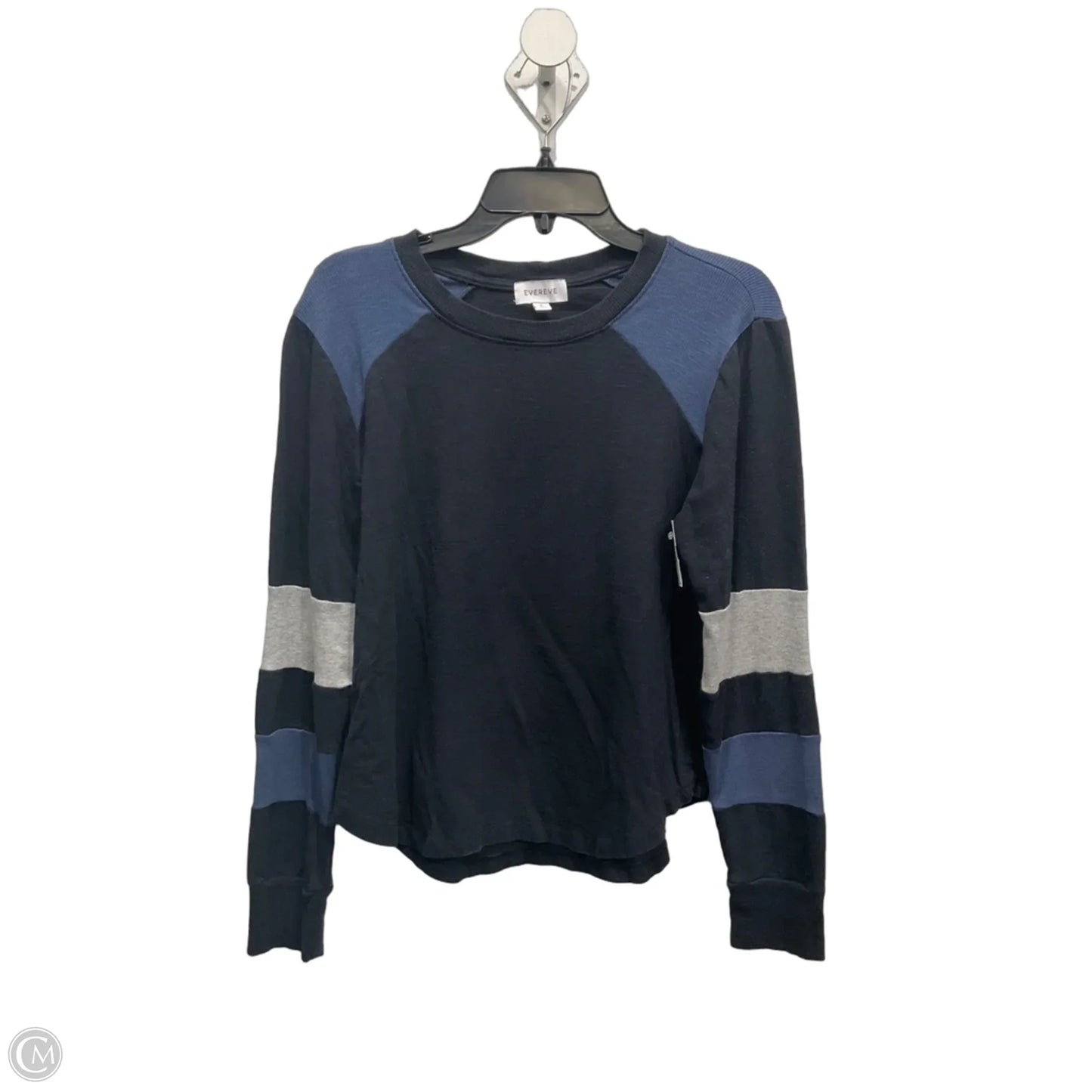 Top Long Sleeve By Evereve In Black & Blue, Size: S
