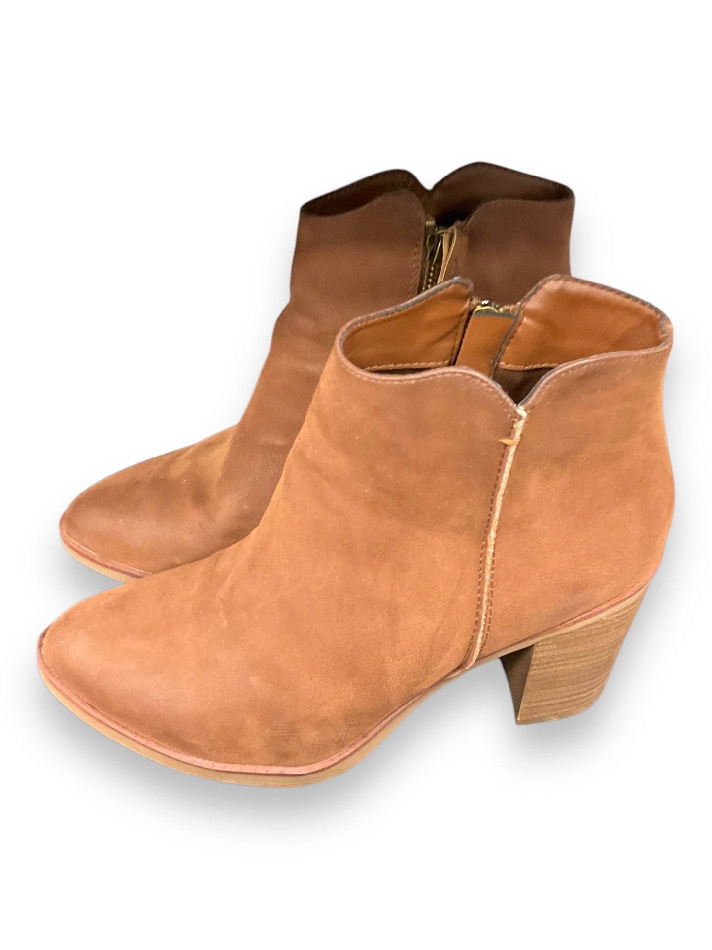 Boots Ankle Heels By Mia In Brown, Size: 8