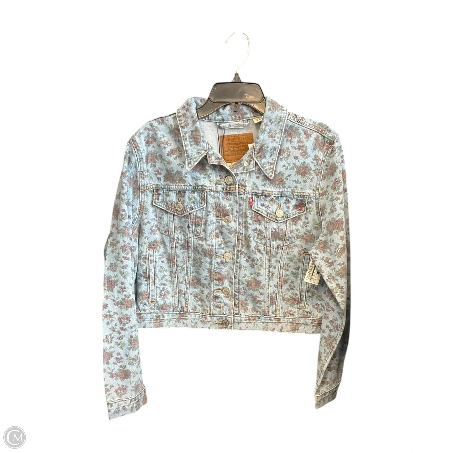 Jacket Denim By Levis In Floral Print, Size: L